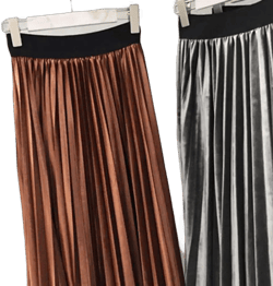 Spring 2024 Women Long Metallic Silver Maxi Pleated Skirt Midi Skirt High Waist Elascity Casual Party Skirt
