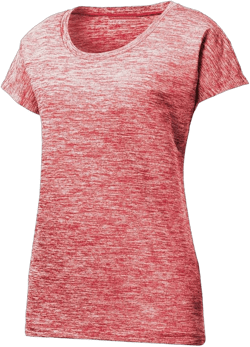 Women's Dri-Equip Electric Heather Moisture Wicking T-Shirts in XS-4XL Small Deep Red Electric