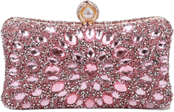 Women Rhinestone Evening Bag Multicolor Clutch Bag Luxury Crystal Handbag Bridal Wedding Purse Pink