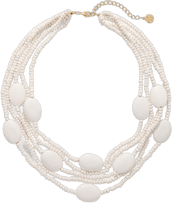 Coiris Multi Color 5 Layers Wood Beads Strand Statement Necklace for Women Chunky Collar (N0019) N0019-White