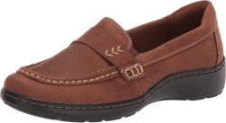 Clarks Women's Cora Ashly Loafer 10 Dark Tan Leather
