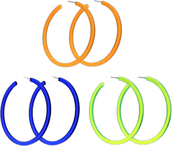 Colorful Big Hoop Earring Acrylic Open Large Hoop Earrings C Shape Trendy Chunky Earrings 80s 90s Retro Lightweight Statement Ear Jewelry Earring For Women 70mm 3Pairs B