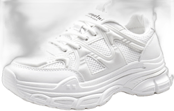 YAXE Women's Chunky Platform Walking Sneakers Mesh Breathable Non Slip Casual Fashion Shoes 8.5 White