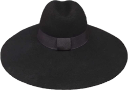 CYBLING 16cm Wide Brim Fedora Hat for Women Wool Felt Chic Floppy Hats Trilby Jazz Cap Ribbon Bowknot Winter Dress Wedding One Size Black New
