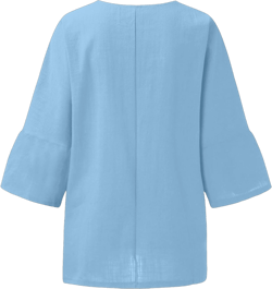 Womens Summer Tops 2024 Fashion Cropped Sleeves Round Neck Top Tee Solid Cotton and Linen Casual Loose Shirt Blouse XX-Large A-8#light Blue