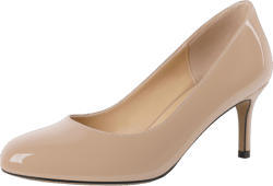 AUMOTED Women Stiletto Low Mid Heel Pumps Solid Closed Round Toe Heeled Patent Ladies Office Classic Dress Shoes 2.5 Inches 9.5 Beige
