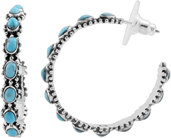 Turquoise Hoop Earrings for Women in 925 Sterling Silver Beach Boho Western Earrings Turquoise Jewelry Birthday Gifts