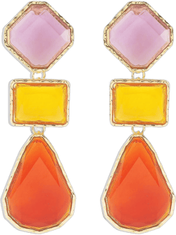 LUREME Big Colorful Irregular Resin Stones Statement Choker Necklaces Multicolor Dangle Earrings Rainbow Drop Earrings for Women Jewelry Set(st000805)
