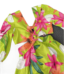 Women Long Sleeved Cutout V-Neck Twist Summer Elegant Tie Dyed Floral Printed Lantern Sleeve Split Thigh Maxi Dress Small Light Green