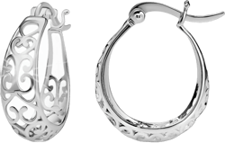 Earrings for Women – Oval Filigree Trendy Fashion Hoop Earrings – Sterling Silver Earrings – Gold Earrings – Rose Gold Earrings