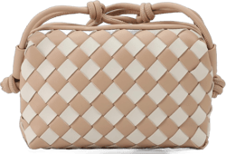 Woven Bag Crossbody Bags for Women, Small Zipper Closure Handmade Shoulder Purse with Adjustable Strap Apricot