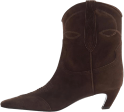 FSJ Women Square Toe Comfort Kitten Low Heel Ankle Boot Pull On Bootie Winter Cowgirl Cowboy Casual Dress Shoes Size 4-16 US 7.5 Dark Saddle Brown