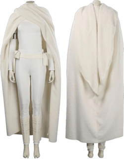 Padme Cosplay Costume, Queen Padme Amidala Costume with Belt Hood Cloak for Women Halloween outfit (white, XS), X-Small