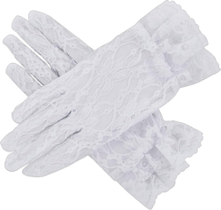 Girl's First Communion or Flower Girl Church White Formal Lace Gloves