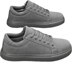 Men's Grey Stylish Business Casual Low-Top Skateboard Shoes, Round Toe Minimalist Classic Dress Sneakers