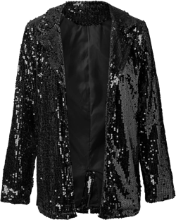Helluva Boss Women's Sequin Jackets Open Front Blazer Shiny Jacket Casual Long Sleeve Sparkly Cardigan Coat X-Large Black