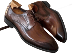 Men's Leather Business Oxford Shoes for Men Imitation Wood Grain Fashion Retro Square Toe Men Dress Shoes Loafers Green 9.5 Brown