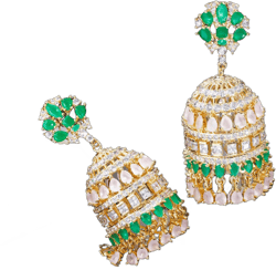 Earring for Women New Indian Jhumkas Trendy Round Shape Gold Plated Multicolor CZ Bell Long  Luxury Dubai Bridal Jewelry