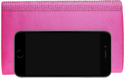 Evening Bag Woman Rhinestones Embellished Satin Clutch Small Formal Party Purse for Wedding/Prom/Black tie Hot Pink