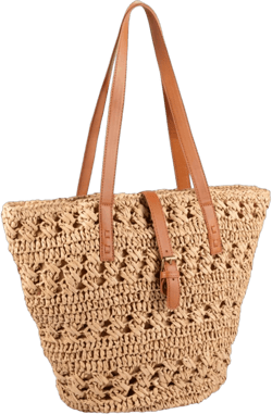 Straw Bag for Women - Summer Beach Bag Foldable Woven Tote Bags - M Women Handmade Crochet Shoulder Bag