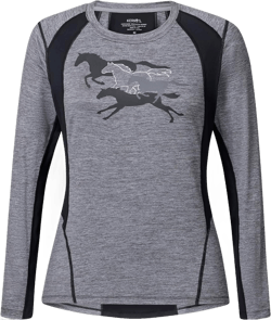 Kerrits Women's Round Up Equestrian Base Layer Top – Soft, Moisture-Wicking, Long Sleeve Horse Riding Shirt Small Mica