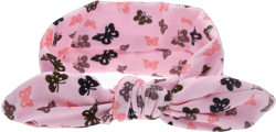 Pink Baby Hairband - 1Pcs Bunny Ears Cotton and Synthetic Headband with Butterfly Print for Baby Girls 0-24 Months