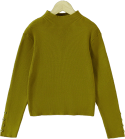 SHEIN Tween Girl Mock Neck Button Detail Ribbed Knit Sweater