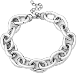 LARVOVUE Chunky Silver Choker Necklace for Women Thick Adjustable Link Chain Choker