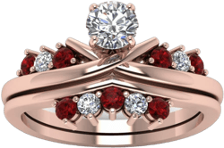 Choose Your Gemstone Modern Round Diamond CZ Wedding Set Rose Gold Plated Round Shape Wedding Ring Sets Everyday Jewelry Wedding Jewelry Handmade Gifts for Wife US Size 4 to 12 Created-Ruby 10