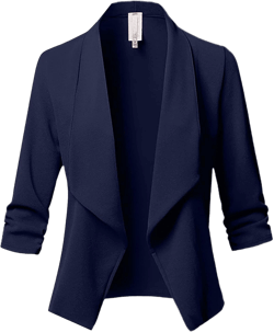 Womens Blazers Open Front Dressy Casual Long Sleeve Suit Jacket Solid Color Fitted Business Outfits Small Navy