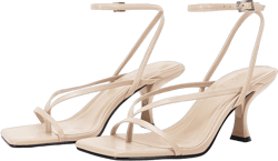 PiePieBuy Women's Lace Up Heeled Sandals Square Flip Flop High Heels Strappy Party Shoes 8.5 Beige