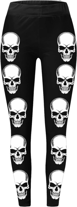 Women's Halloween Graphic Leggings Buttery Soft Halloween Costume Compression Yoga Pants Workout Tights Athletic Bone Black Medium