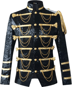 Sequin Embellished Blazer Jacket, Men Stage Party Suit Jacket, Military Dress Tuxedo, Singer Show DJ Blazer Small Black