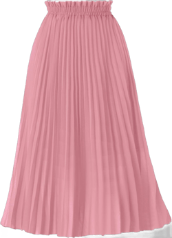GOOBGS Women's Pleated A-Line High Waist Swing Flare Midi Skirt 3X-Large Light Pink