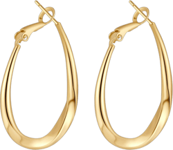ToHeart Oval Hoop Earrings for Womens Hypoallergenic Minimalist Gold Plated Twisted Hoop Earrings for Christmas Gifts