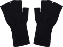 1 Pair Unisex Half Finger Gloves Winter Stretchy Knit Fingerless Gloves For Women And Men 21cm Black