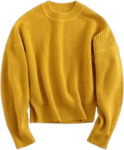 Wool Round Neck Pullover Loose Knitted Sweater Thick Sweater Women's Pullover,Yellow,L