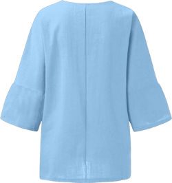 Womens Cotton Linen Shirt 3/4 Length Sleeve Tops Crew Neck Loose Fit T Shirts Summer Casual Solid Color Blouses 17#_light Blue Womens Blouses 3/4 Sleeve 3X-Large