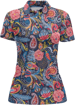 Womens Golf Shirt Hawaiian Tropical Crazy Funny Golf Polo Shirts for Women Paisley Shirt Printed Apparel, 4X-Large, Aop-wpol-64546