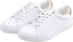 Women's Fashion Bling Deco Party Lightweight Vegan Leather Sneaker 9.5 White Vegan Leather With Light Gold