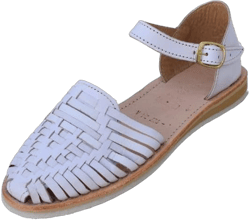 Macarena Collection Sandals women Huarache Sandal Colorful Leather Mexican Style 927 Ankle Strap 6 White