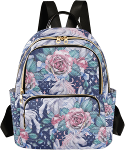 ODAWA Cute Pastel Colored Unicorn Quilted Backpack Purse for Women Mini Backpack Purse Travel Purse with Luggage Strap Cute Pastel Colored Unicorn Small