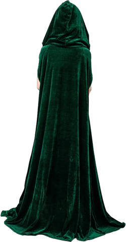 DSplay Women's Full Length Hooded Long Velvet Cape Green