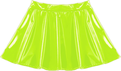 Freebily Women's Glossy PVC Leather Flared Skirt Shiny Glitter Holographic Zipper A-Line Mini Skirts Large Fluorescent Green