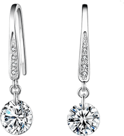 Opolski Women Hook Dangle Earring Women Fashion 925 Sterling Silver Rhinestone Dangle Earrings Wedding Jewelry for Party Banquet