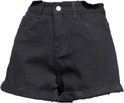 Women's High Waisted Denim Shorts Summer Stretchy Folded Hem Jeans Shorts Elastic Casual Short Jeans Medium Black