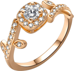 14K Rose Gold CZ Stone Flower Engagement Ring, Elegant Promise Ring for Women (Rose, 7)