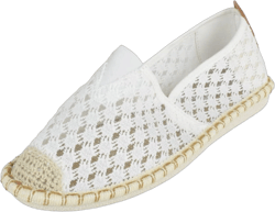 Forever Flat Women Shoes Canvas Slip-On Loafers Espadrilles Jute Style Breathable Knit Fabric Light Weight See Through PLEDGE-16 White 7