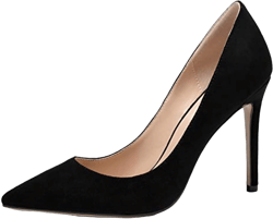 Mettesally Women's High Heels Closed Pointed Toe Pumps Stiletto Heel Party Wedding Basic Shoes 6.5 Suede Black