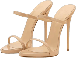 Sexy Open Toe women's sandals Platform Stiletto Gold heels Silver Women Two Straps Mules Slip on Slingback Party Prom Evening Dance Shoes 10 Nude